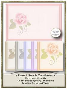 6 Rose & Pearls Card Inserts - Cu Ok