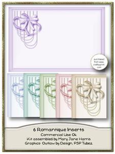 6 Romantique Card Inserts - Cu Ok