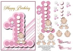 Baby Girl's 1st Birthday Topper