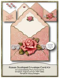 Roses Scalloped Envelope Card Kit
