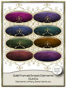 Gold Framed Brooch Elements - Cu4cu