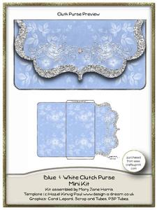 Blue & White Clutch Purse Mini Kit 1