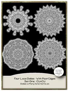 Four Lace Doilies - with Picot Edges Set One - Cu4cu