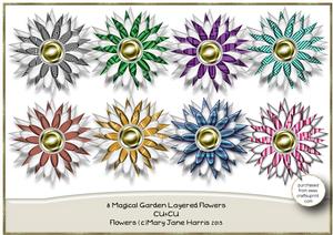 8 Magical Garden Layered Flowers - Cu4cu