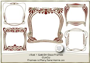 5 Bred & Gold Art Deco Frames - Cu4cu