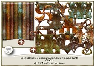 Artistic Rusty Steampunk Elements & Backgrounds - Cu4cu