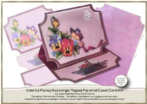 Colorful Pansy Rectangle Topped Pyramid Easel Card Kit