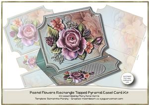 Pastel Flowers Rectangle Topped Pyramid Easel Card Kit
