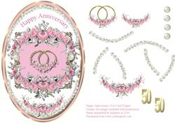 Happy Anniversary Oval Card Topper