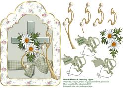 Delicate Flower & Cross Tag Topper