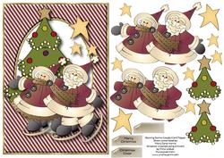 Skating Santa Couple Card Topper