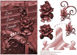 Vintage Live Love Laugh Card Topper & Stand