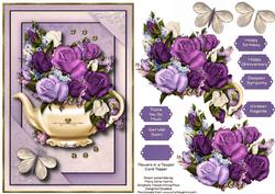 Flowers in a Teapot Card Topper 1