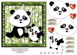 Pandas in Bamboo Card Topper