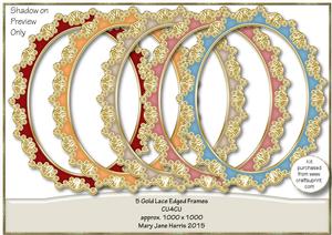 5 Gold Lace Edged Oval Frames - Cu4cu