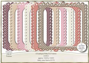 6 Scalloped Polka Dot Frames - Cu4cu