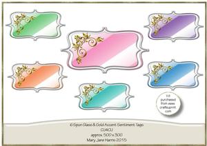 6 Spun Glass & Gold Accent Sentiment Tags - Cu4cu