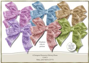 6 Designer Resource Glittery Bows