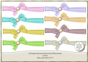 8 Designer Resource Satin & Gem Ribbon Bows
