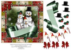 Happy Snowman Family Christmas Card Topper