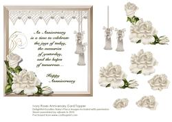 Ivory Roses Anniversary Card Topper