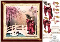 8x8 Geisha Cherry Blossom Card Topper