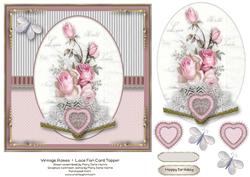 Vintage Roses & Lace Fan Card Topper