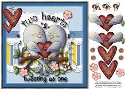 8x8 Two Blue Birds Tweeting Card Topper
