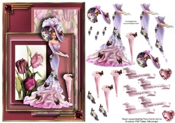 Victorian Lady in the Tulips Card Topper 3