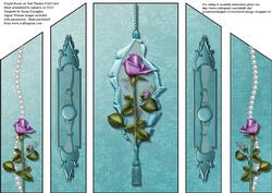 Purple Roses on Teal Theatre Fold Card