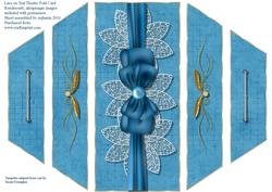 Lace on Teal Theatre Fold Card