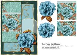 Teal Roses Floral Card Topper