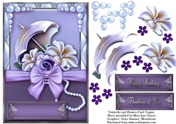 Umbrella and Flowers Card Topper 2