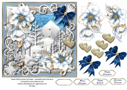 Shades of Blue Christmas Window Card Topper