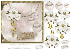 White Christmas Poinsettias Card Topper 2