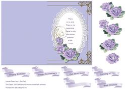Lavender Roses, Lace & Gold Card