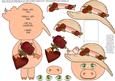 Hearts & Flowers Valentine Pig