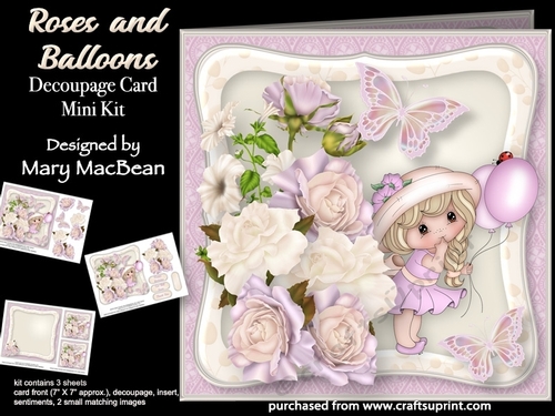 Roses and Balloons - Decoupage Card Mini Kit