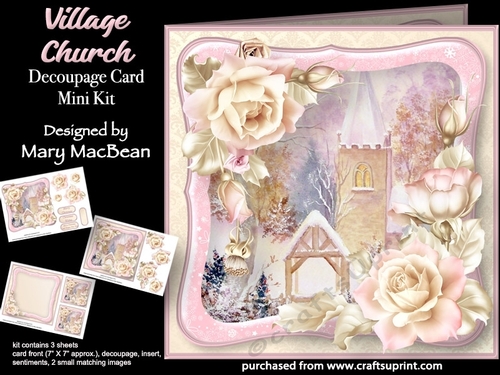 Village Church - Decoupage Card Mini Kit