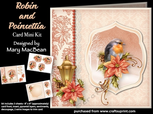Robin and Poinsettia Border Card Mini Kit
