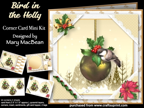 Bird in the Holly - Corner Card Mini Kit