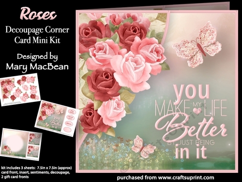 Roses - Decoupage Corner Card Mini Kit