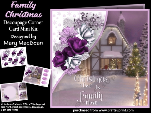 Family Christmas - Decoupage Corner Card Mini Kit