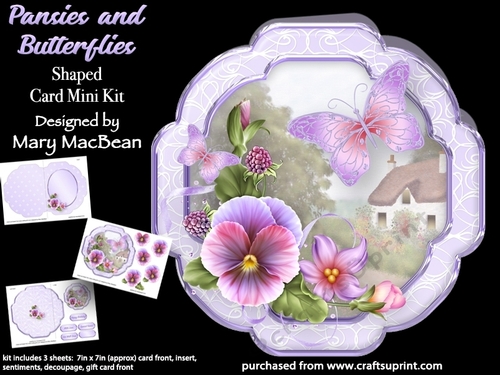 Pansies and Butterflies - Shaped Card Mini Kit