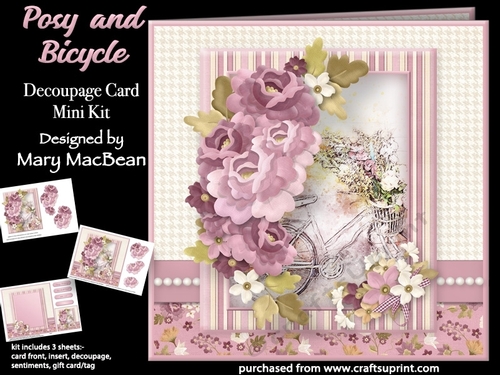 Posy and Bicycle - Decoupage Card Mini Kit