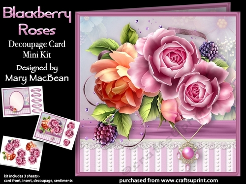 Blackberry Roses - Decoupage Card Mini Kit