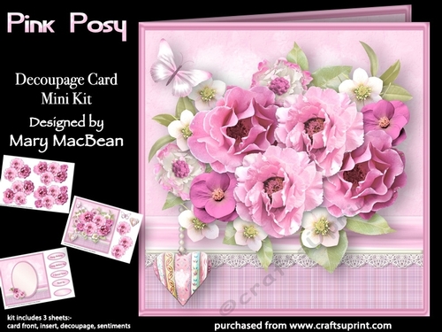 Pink Posy - Decoupage Card Mini Kit