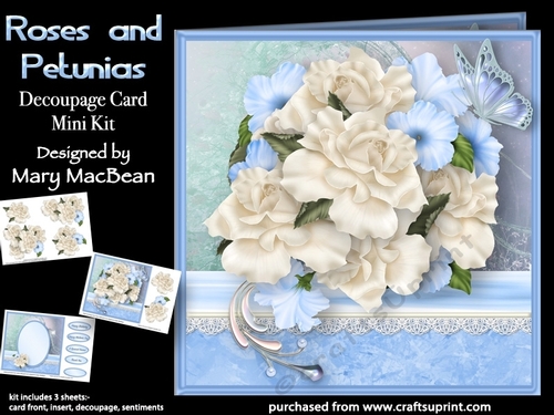 Roses and Petunias - Decoupage Card Mini Kit