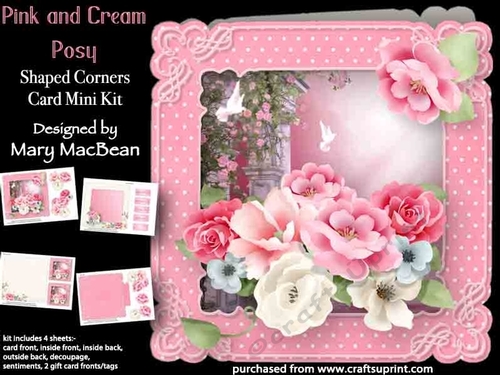 Pink and Cream Posy - Shaped Corners Card Mini Kit