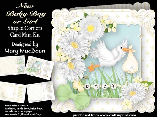 New Baby Boy or Girl - Shaped Corners Card Mini Kit
